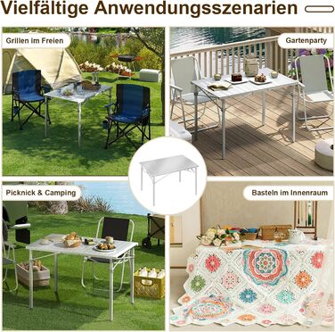 Алюмінієвий стіл WOLTU, кемпінговий стіл, фуршетний стіл, 104x69x70 см (ДхШхВ), складний та портативний дорожній стіл, висока вантажопідйомність та стійкість, сріблястий