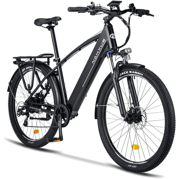 Електровелосипед, 27,5-дюймовий електричний трекінговий/міський велосипед з літієвим акумулятором 36 В 13 Аг для великого запасу ходу до 100 км, двигун 250 Вт, сумісний з ЄС із застосунком, чорний, 27M204