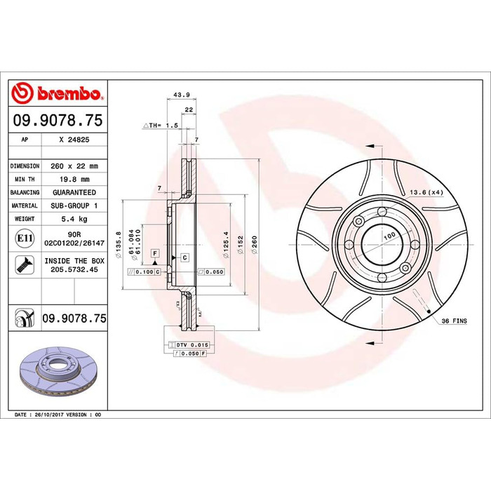 Гальмівні диски Brembo MAX LINE (комплект 2 шт.) 09.9078.75