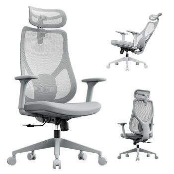Ігрове крісло, Ергономічне офісне крісло, Робоче крісло, Крісло керівника, Обертове крісло, Регульоване робоче крісло для домашнього офісу, Геймери до 150 кг, Комп&39ютерне крісло, Офісне крісло - MOYO Grey