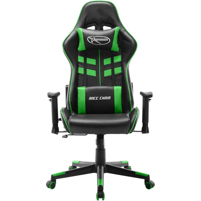 Ігрове крісло чорно-зелене зі штучної шкіри