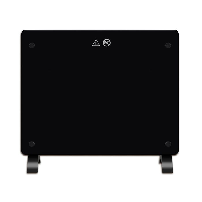 Конвекторний обігрівач DONYER POWER 1000 Вт, ультратонкий, настінний або окремостоячий, чорна скляна панель 1 кВт чорного кольору