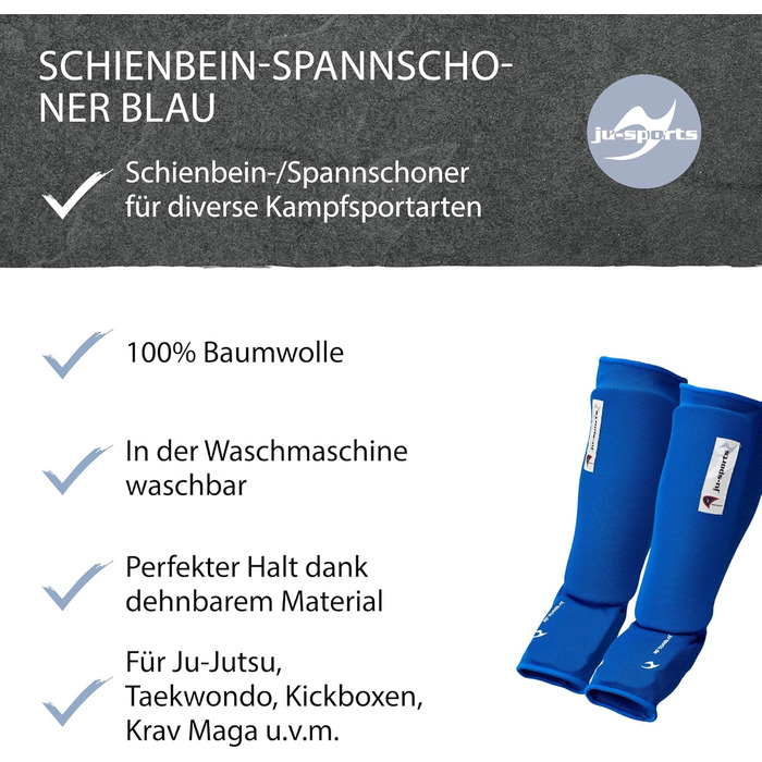 Щитові щитки Ju-Sports для кікбоксингу та інших бойових мистецтв, сині - 100 бавовна, еластичні та пральні