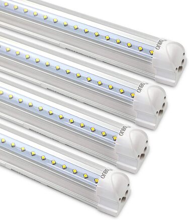 За спеціальною ціною Світлодіодна люмінесцентна лампа з розеткою в комплекті, 60 см. Світлодіодна трубка T8, люмінесцентна лампа, 10 Вт, 1350 люмен, натуральний білий 4000K, прозора кришка, 4 шт.