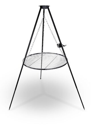 Поворотний гриль-штатив Berdsen 80 см, решітка для гриля, вогнище, нержавіюча сталь з регульованою висотою, порошкове покриття, чорний, 80 см, чорний штатив