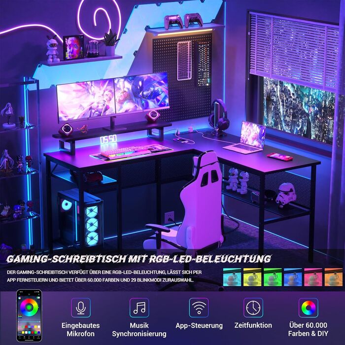 Г-подібний ігровий стіл, 14117x76 см, комп&39ютерний стіл з відділенням для зберігання речей, офісний стіл з двостороннім кутовим столом для навчання, ігровий, домашній офіс, чорний