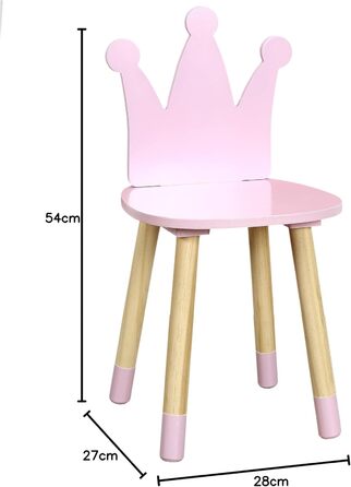 Стілець Home Deco Kids HD6922, дизайн Корона, рожевий, для дітей, дитяча кімната, меблі, декор, дерево, сосна, 28 x 27 x 54 см