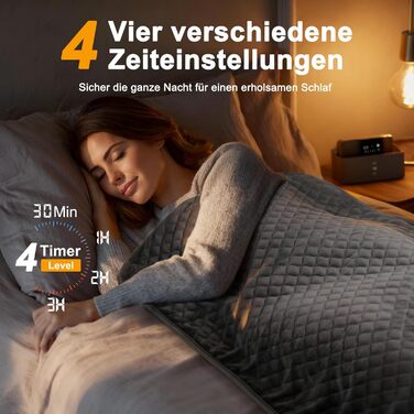 Грілка XXXL з автоматичним вимкненням (80 x 60 см), електрична грілка з 6 температурними режимами та 4 таймерами для спини, плечей, живота, ніг, швидкий нагрів, можна прати в пральній машині 6080 см