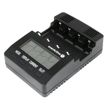 Зарядний пристрій everActive для 4 батарейок типу AAA, професійний та швидкий, РК-дисплей, тест ємності, тест внутрішнього опору, модель NC-3000