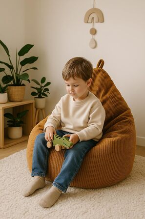 Крісло-мішок Chilly Pilley Corduroy з наповнювачем з EPS - Подушка сидіння - Зручне крісло-мішок (бірюзовий, 65x85) 65x85 Бірюзовий