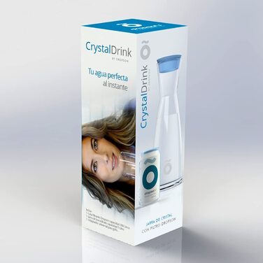 Скляний глечик dropson з фільтром, модель CrystalDrink, 1 л, з синьою кришкою фільтр для води для крану, фільтр-бідон 300 л