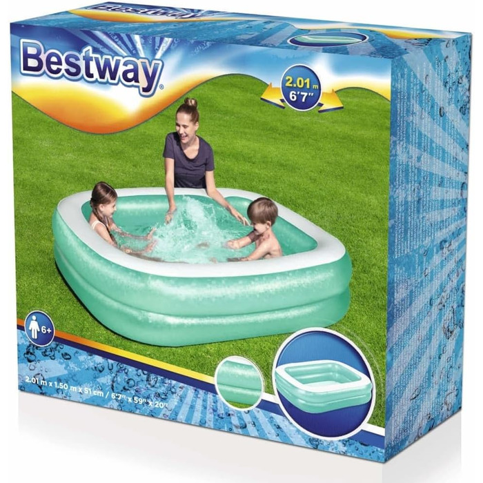 Надувний басейн Bestway, прямокутний, 201 x 150 x 51 см