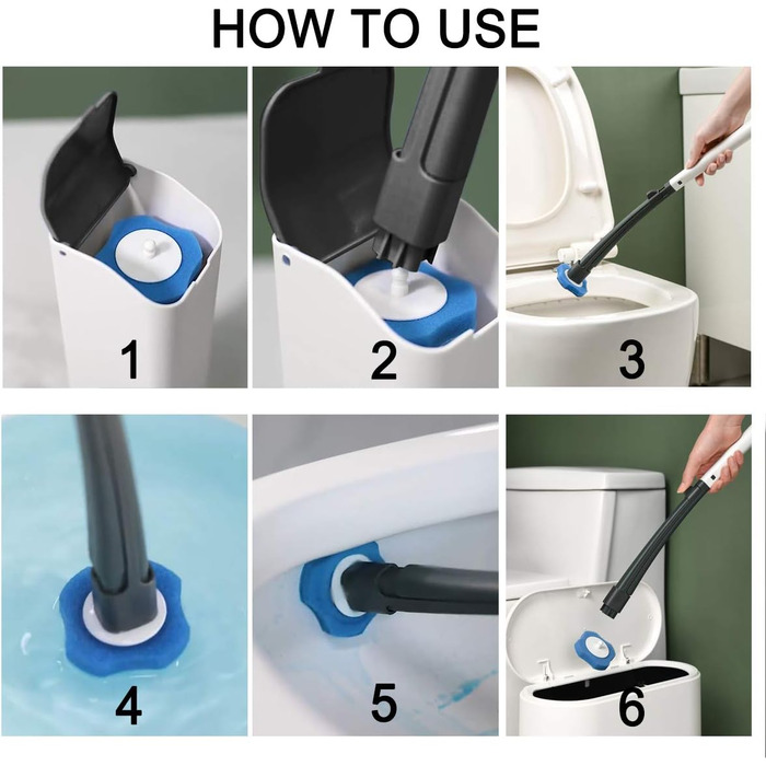 Набір одноразових щіток для туалету AnMelon з настінним кріпленням - Одноразова система очищення туалету з 16 змінними насадками д