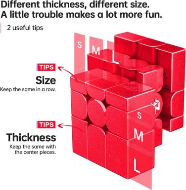 Кубик Рубіка Класичний 3x3, Speed Cube Original з IPG і GES, Magic Cube без наклейок, GAN Cube Classic Products - ідеальна гра-головоломка для дорослих і дітей (Mirror Rouge), 356RS