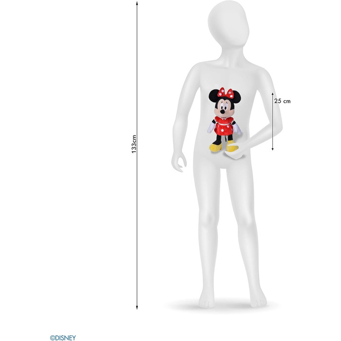 М'яка іграшка Disney Мінні Маус, 25 см, у червоній сукні, для немовлят з перших місяців життя, 6315870226 -