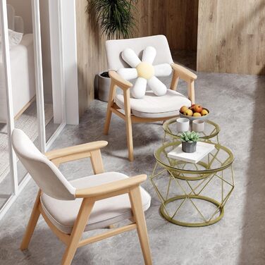 Круглий журнальний столик Hzuaneri, комплект із 2 бічних столиків, комплект бічних столиків з металевим каркасом, маленький бічний столик для вітальні, спальні, офісу, золотий 01801GCT