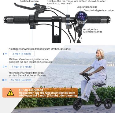 Електричний триколісний велосипед TopMate ES35 для дорослих зі спинкою сидіння, легкий електричний триколісний велосипед зі знімним акумулятором 36 В 7,8 Аг, функцією реверсу та ключем-перемикачем для поїздок на роботу та подорожей