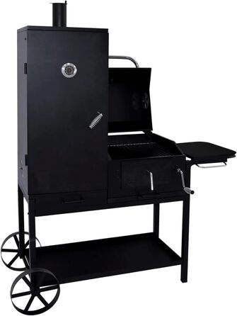 Syntrox Smoker Klavor з коптильнею, грилем барбекю, грилем на вугіллі. Гриль коптильні, сталь, листова сталь з вогнезахисним лаком, камера гриля і коптильня, дерев'яні ручки, дверцята з золи із засувкою