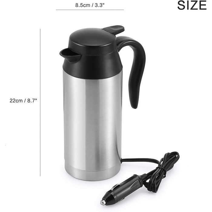 Мл дорожній чайник, автомобільний чайник з нержавіючої сталі 12В прикурювач дорожній чайник електричний чайник для гарячої води ка