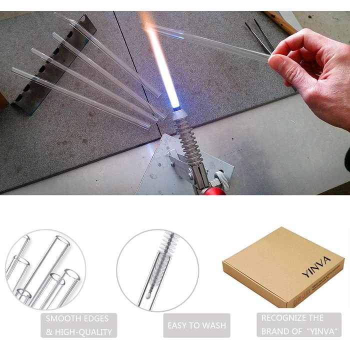 Скляні соломинки AOTWAN багаторазові 20 шт. скляних соломинок, 6 коротких 6 довгих прямих скляних соломинок, 4 вигнуті скляні соло