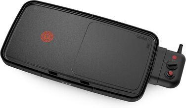 Електричний гриль Tefal Plancha Booster CB6428, 2200 Вт, збільшена робоча поверхня, Boost-зона, 6 рівнів температури, суцільна гриль-платформа, піддон для жиру, Thermo-Spot, чорний