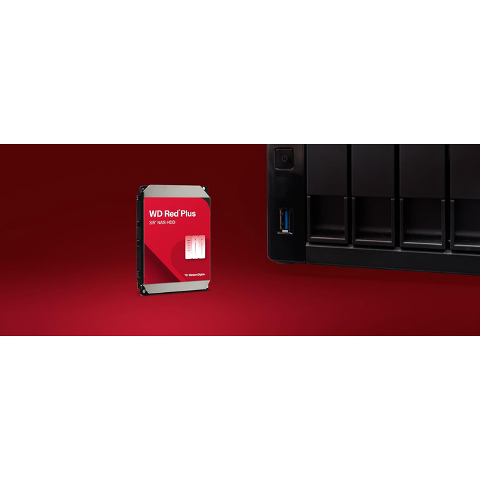 Внутрішній жорсткий диск WD Red Plus 4TB NAS, 3,5-дюймовий, 5400 об/хв, SATA 6 Гбіт/с, CMR, 256 МБ кешу, версія 2025, 4 ТБ