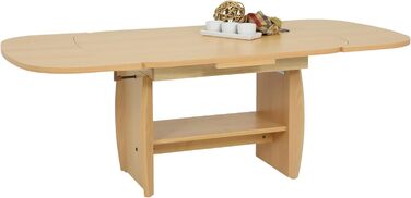 Функціональний журнальний столик Michael, імітація дерева з меламіновим покриттям, декор бука, розсувний 90-142 см, регульована висота за допомогою ручки 52-62 см