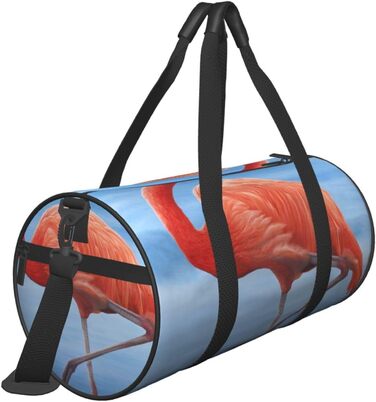 Спортивна сумка для подорожей, з принтом фламінго, чорна, універсальний розмір