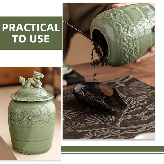 Керамічна чайна ємність Cabilock з кришкою, вінтажна банка для імбиру, китайське храмове скло, порцеляна, декоративна ваза для квітів, банка для зберігання чаю, спецій та прянощів