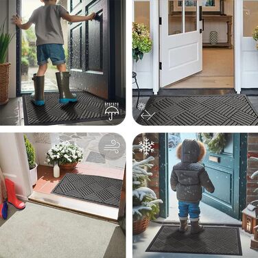 Килимок для вулиці 60 x 90 см, силіконовий брудозатримуючий килимок для використання всередині та зовні приміщень - нековзний, пилонепроникний та миється, всепогодний килимок для вхідних дверей, входу, балкону - темно-сірий 60 x 90 см (прямокутний)