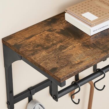 Настінна вішалка VASAGLE, меблі для передпокою, вішалка для верхнього одягу, з 8 гачками і полицею, для вітальні, передпокою, спал