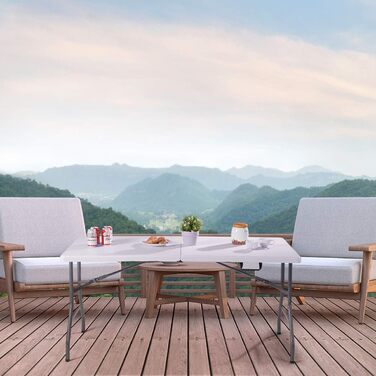 Складаний фуршетний стіл COSTWAY 153x74 см, розкладний стіл з ручкою для перенесення, стіл для вечірок, пластиковий кемпінговий стіл, садовий стіл для саду, тераси та балкону