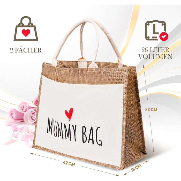 Затишна сумка з джутової тканини подарунок для мами, майбутньої мами або вагітної. Велика сумка для покупок з рафії джутова сумка