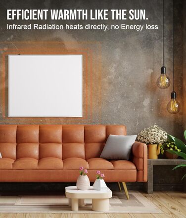 Інфрачервоний настінний обігрівач VIESTA F1200 потужністю 1200 Вт з термостатом TH10 плоска карбоново-кристалічна нагрівальна панель електричний інфрачервоний настінний обігрівач, ідеально підходить для віталень та ванних кімнат F1200 з TH10
