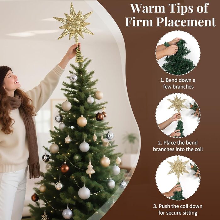 Різдвяна верхівка для ялинки у формі зірки Lewondr