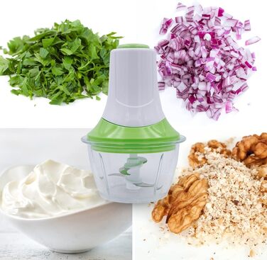 Компактний мультиподрібнювач 6-в-1 Ємність 360 мл і 1000 мл Нарізає, змішує, подрібнює, натирає, збиває та перемішує 300 Вт 2 пластикові контейнери з кришкою 300 Вт