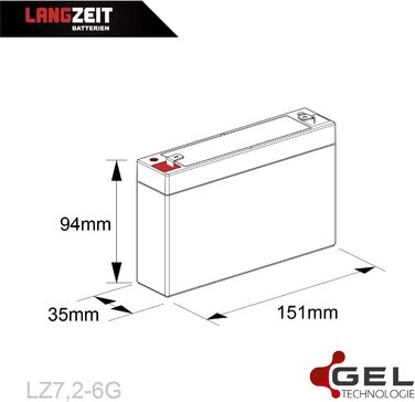 Професійний акумулятор для дитячих авто та електротранспорту LANGZEIT 6V 7,2Ah Gel Battery