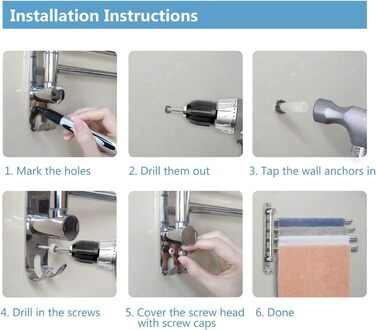 Рушникосушка JSVER з нержавіючої сталі 40 см, поворот на 180 з 4-ма поворотними ручками з гачками, що економить простір для ванної