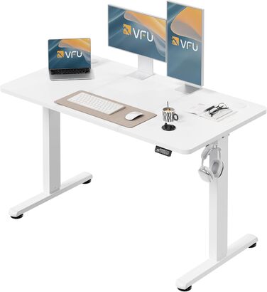 Стіл з регульованою висотою 120 x 60 см, стіл з електричним регулюванням висоти та функцією пам&39яті, стіл для роботи стоячи, регульований стіл, комп&39ютерний стіл для офісу, стіл для роботи стоячи, білий 120 x 60 см
