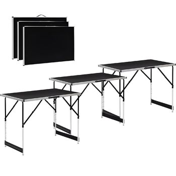 Багатофункціональні столи DIVID, комплект із 3 предметів, 100x60 см, стіл для обклеювання шпалерами, вантажопідйомність 30 кг на стіл, розкладний стіл, кемпінговий стіл, стіл для блошиного ринку, приставний столик, багатофункціональний стіл, регульована в