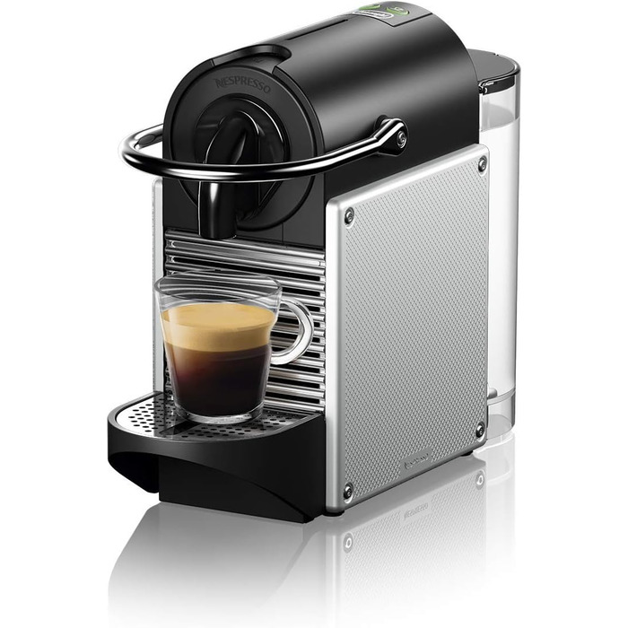 Кавова капсульна машина Nespresso De'Longhi EN 124.S Pixie Silver 1260 Вт 0,7 л Бічні панелі з перероблених капсул, сріблястий метал З бічними панелями з перероблених капсул Nespresso Single