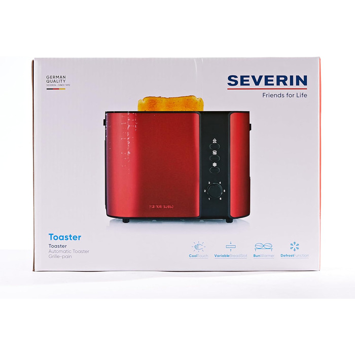 Автоматичний тостер SEVERIN, тостер з насадкою для булочок, тостер з високоякісної нержавіючої сталі для підсмажування, розморожув