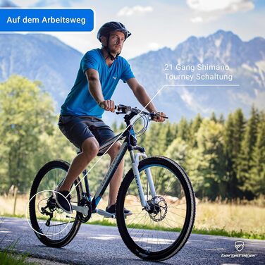 Гірський велосипед 29 дюймів, алюмінієва рама, дискові гальма, хардтейл MTB з ліхтарями та бризковиками, 21 швидкість, передня підвіска, підходить для велосипедистів зростом від 160 см, глянцево-зелений колір 29 дюймів, 26