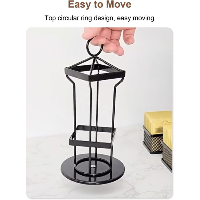 Органайзер для чайних пакетиків Matybobe, 2 рівні, 8 кошиків, обертовий кухонний стелаж для зберігання (8 кошиків) чорний 8 кошиків