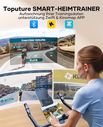 Оновлення 2026 р. Велотренажер із застосунком та пульсометром, ергометр із системою амортизації, надзвичайно тихий &lt20 дБ, регульований магнітний опір, маховик 15 кг, домашній тренажер до 160 кг, небесно-блакитний