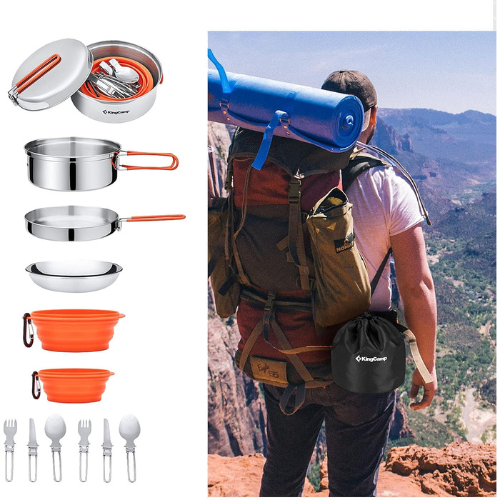 Набір посуду для кемпінгу KingCamp Adventurer I Pro - сталевий казанок та сковорода
