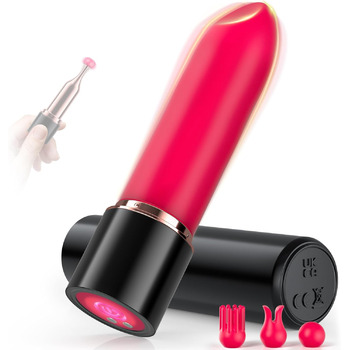 Мінівібратор Mikymiky, у формі помади, 10 режимів вібрації, з 4 силіконовими насадками