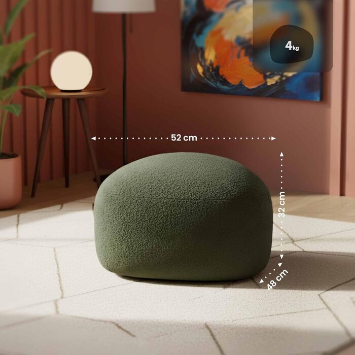 Овальний стілець CLP Alfrisa, м&39який стілець з плюшевою тканиною, м&39яка підставка для ніг для вітальні та спальні, міцний дерев&39яний каркас, колір темно-зелений