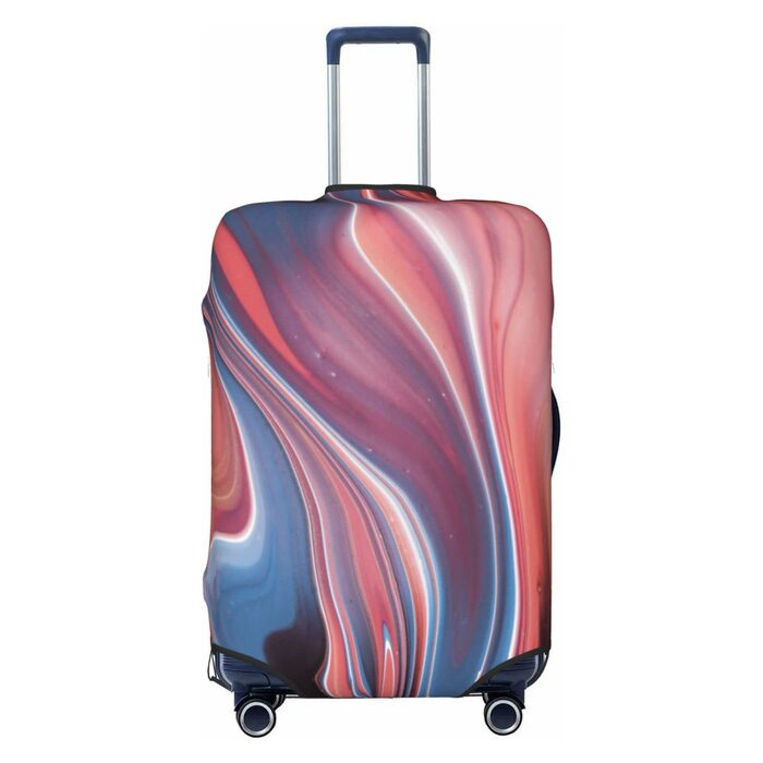 Чохол на валізу Абстрактний рожевий мармур, еластичний, водостійкий, захисний, для подорожей та роботи (розмір валізи 45,7 - 81,3 см), чорний, розмір S