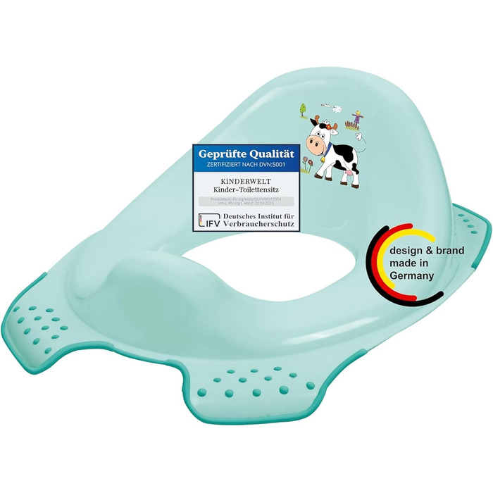 Сидіння для унітазу KiNDERWELT Premium для дітей і немовлят, дизайн Funny Farm у світло-блакитному кольорі, горщик для малюків від